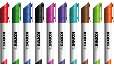 Image de Kores M20801 Marqueurs pour tableau blanc K MARKER XW2, pointe biseautée, étui de 10
