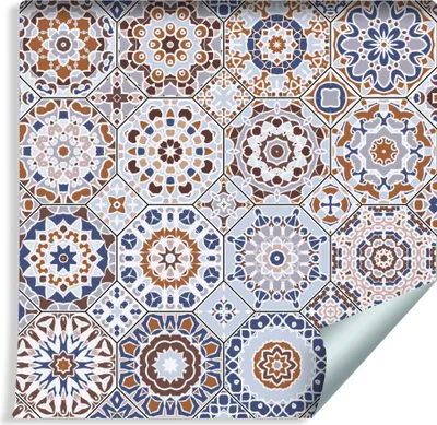 Zdjęcie produktu dla Tapeta Kolorowa MOZAIKA w Stylu Arabskim Dekoracja Ścienna 3D idealna do Salonu