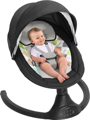 Produktbild von Babywippe, Elektrische Babyschaukel für neugeborene mit Musik und 5 Schwinggeschwindigkeiten, Ab der Geburt bis zu 12 Monaten, 0-9 kg, Farbe: Schwarz