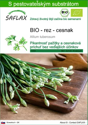Obrázok produktu pre SAFLAX - BIO - rez - cesnak - Allium tuberosum - 100 Semená - S pestovateľským substrátom bez klíčkov