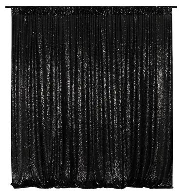 Image de Tissu de fond pailleté noir, rideau de 152x213 cm, idéal pour les mariages et les événements