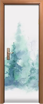 Produktbild von Türposter 70x200 cm Türaufkleber Türtapete Türfolie Klebefolie Landschaft des nebligen Waldes Winter