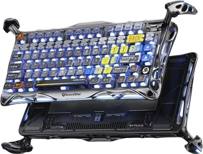 Immagine prodotto di Tastiera meccanica senza fili GravaStar Mercury K1 Pro, Gaming ANSI US, 2,4 GHz e Bluetooth, argento interstellare