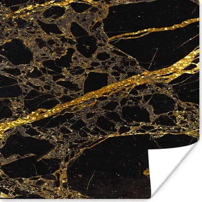 Produktbild von MuchoWow® Poster Marmor - Gold - Schwarz - Glitter 50x50 cm - Wohnzimmerdekoration
