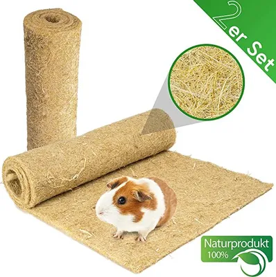 Produktbild von Nagerteppich aus 100% Hanf, 120 x 50cm, 5mm dick, 2er Pack Nagermatte, Hanfmatte für Nagetiere
