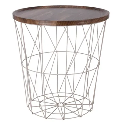 Produktbild von Beistelltisch warmes grau Nussbaum Rund Couchtisch 37x40 cm Metall Holz