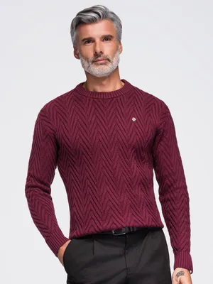 Zdjęcie produktu dla Sweter męski OMBRE OM-SWSW-0190 BURGUNDIA rozmiar: S