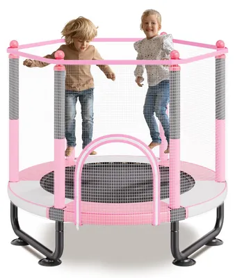 Zdjęcie produktu dla Trampolina dla dzieci VEVOR Trampolina zewnętrzna Mini trampolina rekreacyjna 1545 mm dla maluchów Prezent urodzinowy Zabawka świąteczna dla dzieci w wieku od 3 lat Różowy