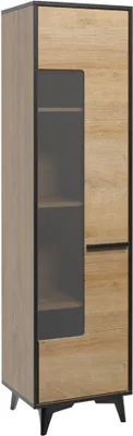 Produktbild von Vitrine Altels 10, Farbe: Riviera Eiche / Dunkelbraun - 185 x 48 x 40 cm (H x B x T)