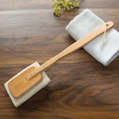 Produktbild von Set mit Luffa-Badebürsten – abnehmbarer Luffa-Schwamm mit langem Griff, 2er-Pack zum Peeling von Rücken und Körper