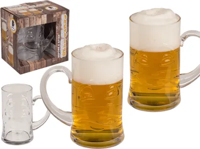 Produktbild von Doppelseitiges Bierglas Vorher Nachher  ca. 8 x 14 cm ca. 500 ml
