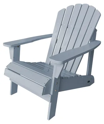 Image de Chaise de jardin Adirondack en bois, de couleur grise, avec accoudoirs