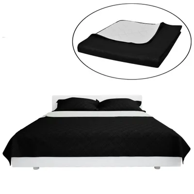 Zdjęcie produktu dla vidaXL Dwustronna narzuta pikowana czarno-biała 170x210 cm