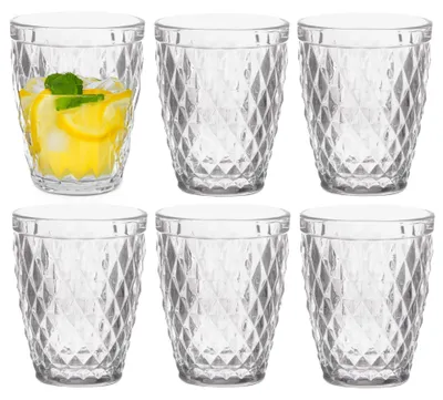 Produktbild von Vivalto Trinkglaser/Wasserglaser Diamanten - Glas - 6x - 250 ml
