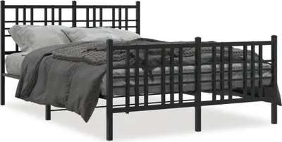 Image de Maison Exclusive - Sommier avec tête et pied de lit en métal noir 137x190 cm