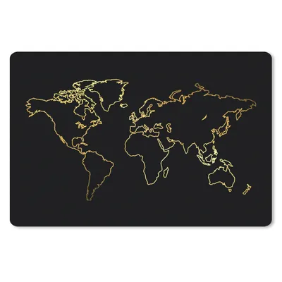 Produktbild von MuchoWow® Schreibtischunterlage Goldene Weltkarte auf schwarzem Hintergrund 60x40 cm - XXL Mauspad - Großes Mauspad