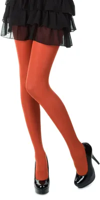 Imagen del producto de Romartex: medias de microfibra de colores, 40 DEN, disponibles en 32 colores y 5 tallas, incluyendo la talla XL y el color "rojo óxido"