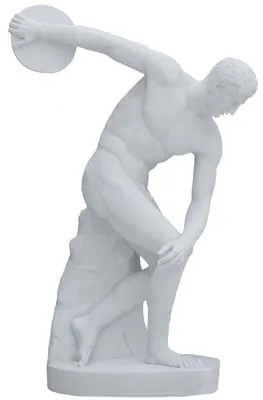 Immagine prodotto di Casa Padrino Decorazione da giardino in stile antico Scultura in marmo lanciadischi grigio H. 170 cm