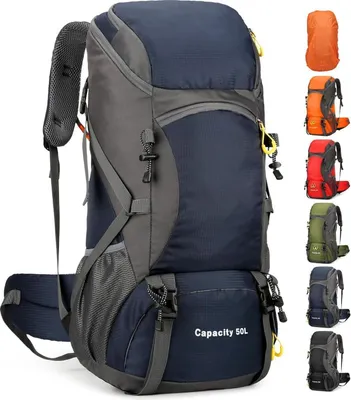 Obrázok produktu pre Turistický batoh 50L trekkingový batoh kryt proti dažďu nepremokavý kempingový batoh modrý