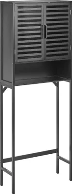 Produktbild von BELIANI Waschmaschinenumbauschrank Schwarz Bambusholz mit Türen Lamellen-Optik Latten-Optik Robust Waschmaschinenüberbau Waschmaschinenschrank