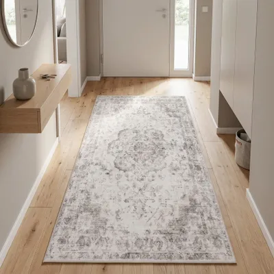 Image de Homebyhome Tapis lavable vintage coureur couloir cuisine entrée design oriental entretien facile Taille: 80x250 cm