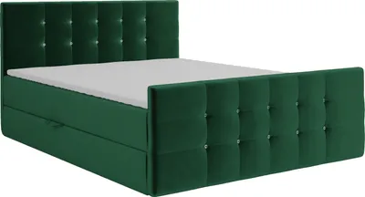 Produktbild von KEF Boxspringbett Polsterbett Paris Bett mit Matratze und Topper Doppelbett mit Bettkasten Bonell Matratze H3 180x200 cm Grün Tiffany