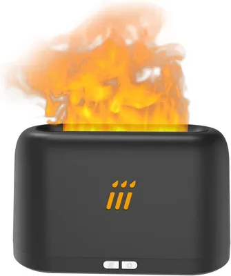 Produktbild von Ätherisches Öl-Diffuser, 180 ml, Flammeneffekt, Aroma-Diffuser und Luftbefeuchter, schwarz