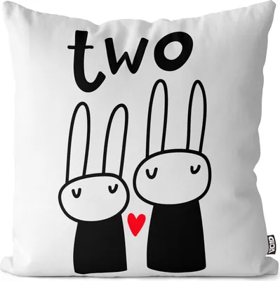 Produktbild von VOID Zwei Hasen Kinder Cartoon Kissenbezug Kissenhülle Polyester wasserfest Outdoor Indoor