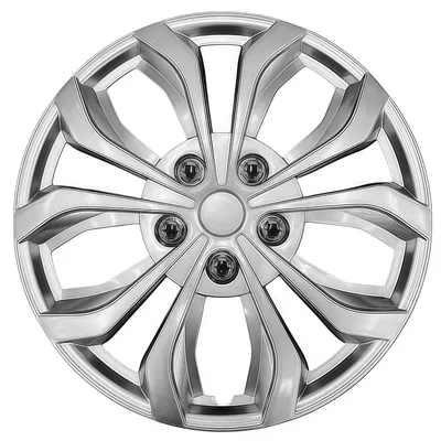 Immagine prodotto di Set di 4 coprimozzi universali, argento, 16 pollici, a scatto, in plastica ABS