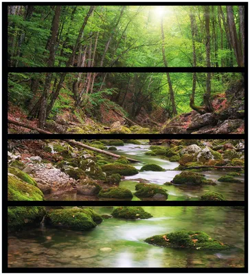 Produktbild von Wallario Möbelfolie / Aufkleber, geeignet für Ikea Malm Kommode mit 4 Schubfächern - Fluss im Wald