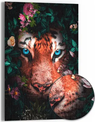 Produktbild von DEQOART Hybrid Leinwand Bild 60x90 cm 'Wildblütenblick' Wandbild Glas flach modern
