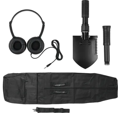 Produktbild von Zubehoer fuer Metalldetektoren, inklusive Kopfhoerer zur Metalldetektion, zusammenklappbare Schaufel und Metalldetektortasche zum Graben am Strand, Auflockern und Bepflanzen