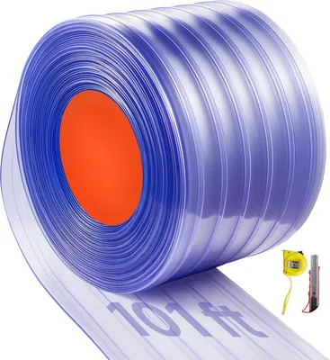 Obrázok produktu pre PVC lamellová záclona – pásová záclona na metre – 30,8 m x 30 cm – rebrovitá – teplotný rozsah -20 až +60 °C – pre dvere v supermarketoch, garážach, skladoch a stajniach