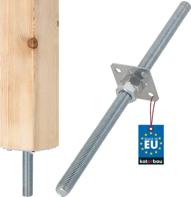 Obrázok produktu pre KOTARBAU® Podstavec stĺpa 80 x 80 x 500 mm Závit M24 mm so skrutkou Podstavec stĺpa výškovo nastaviteľný pozinkovaný Podstavec podlahy Betónový podstavec Na osadenie do betónu