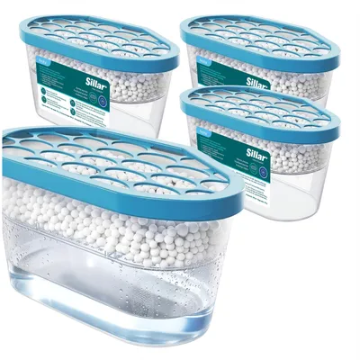 Obrázek produktu pro Sillar odvlhčovač vzduchu, 400 ml, bez zápachu, sada 4 kusů – absorbér vlhkosti do koupelny a do skříně