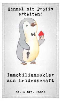 Produktbild von Mr. & Mrs. Panda Handtuch Immobilienmakler Leidenschaft - Weiß - Geschenk, Gästehandtuch 30x50, Lustig, Gästetuch, Spruch, Ausbildung, Frotteetuch, Mini-Handtuch