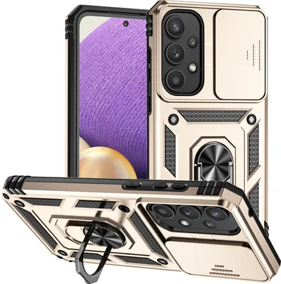 Produktbild von Galaxy A35 5G Hülle mit Schiebe Kamera Schutz und Ringhalter Ständer Schutzhülle für Samsung Galaxy A35 5G Gold