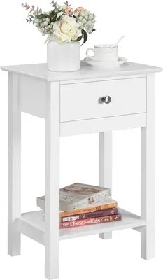 Produktbild von Yaheetech Nachttisch Beistelltisch mit Ablage, Nordisch-Design, für Wohnzimmer/Schlafzimmer/Flur, Weiß