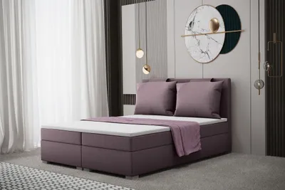 Produktbild von Boxspringbett Schlafzimmerbett MATRO 180x200cm in Stoff Soro Flieder