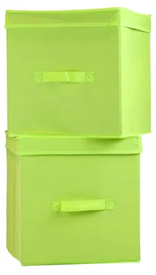 Produktbild von Ordnungsboxen 'Levi' Grün 2er SET Aufbewahrungsbox KALLAX Stoff Aufbewahrungskorb Faltbar Spielzeugkiste Einschubkorb Regalbox Stoffbox Faltbox Regaleinsatz