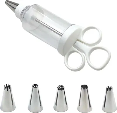 Produktbild von Kuchen Dekorieren Pistole, Frosting Rohr Kit, mit 6 Edelstahl Rohr Tipps, Dessert Dekorieren Spritzen Set, Geeignet fš¹r Kuchen Keks Dekorieren Kš¹che Backen, Rohr Taschen und Tipps Set (Gro?es Set)