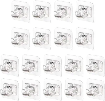 Image de Crochets pour tringle à rideaux en plastique transparent - multifonctionnels - lot de 18 - transparents