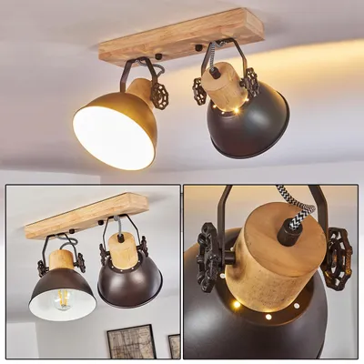 Produktbild von Cotes »Cotes« Deckenlampe aus Metall/Holz in Anthrazit/Weiß/Braun