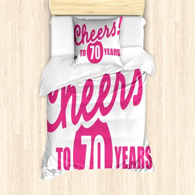 Produktbild von ABAKUHAUS 70. Geburtstag Mantele, Beifall bis 70 Jahre, Milbensicher Allergiker geeignet mit Kissenbezügen, 135 cm x 200 cm - 80 x 80 cm, Pink und Schwarz
