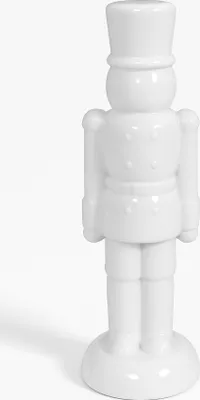 Produktbild von Deko Nussknacker Porzellan weiß glänzend | 30x9,3 cm | Edle Weihnachtsfigur | 16484