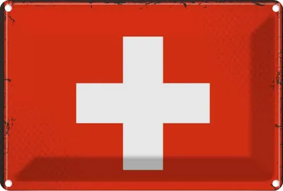 Produktbild von vianmo Blechschild 20x30 cm Schweiz Switzerland Flagge Fahne Wappen