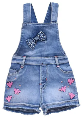 Immagine prodotto di Salopette corta in denim di cotone per bambine, con spalline
