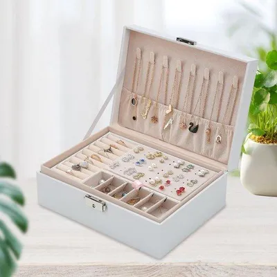 Immagine prodotto di Contenitore di stoccaggio impermeabile in ecopelle, con 2 scomparti, colore bianco