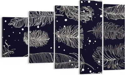 Produktbild von Bild auf Leinwand - Leinwandbild - 5 Teile - Federn Grafiken Gliederung - 100x60cm - Wand Bild - Wanddeko - Wandbilder - Leinwanddruck - Bilder - Wanddekoration - Leinwand bilder - EG100x60-4244