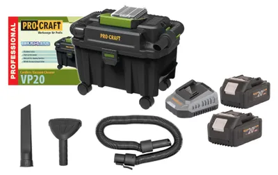 Produktbild von Procraft VP20 Akku Industriesauger 20 V 10 l Brushless + 2x Akku 4,0 Ah + Ladegerät